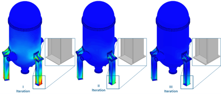 士盟科技-部落格-專題文章-圖1. 透過模擬分析反應爐支撐結構的應力分佈，工程師可透過參數微調，在設計早期消除潛在的結構弱點。